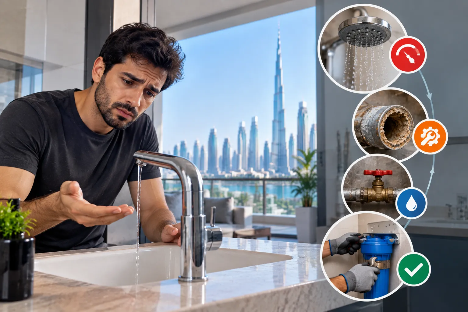 Low Water Pressure in Dubai Apartments | Causes and Fixes 1 Low Water Pressure in Dubai Apartments